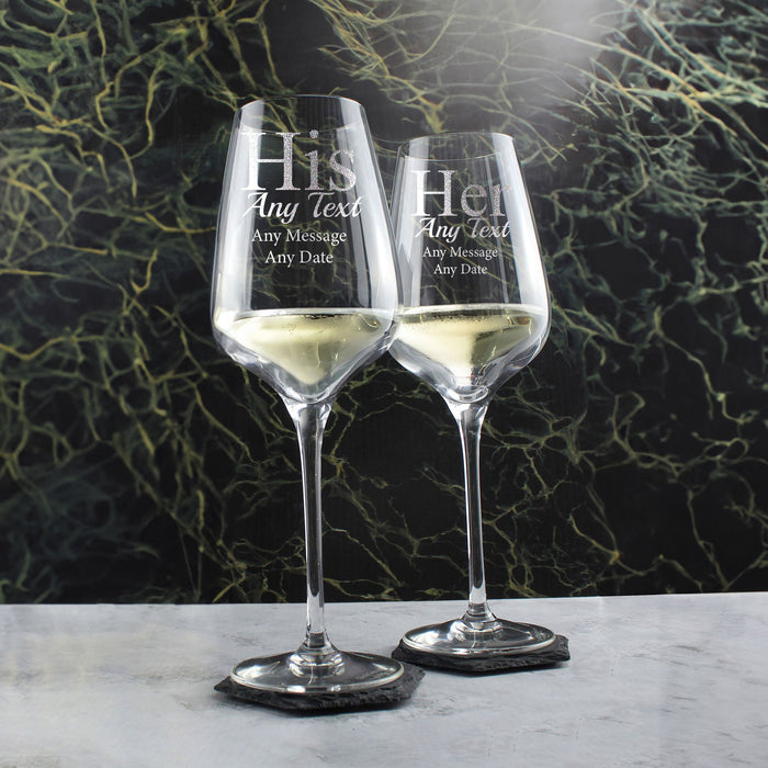 Engraved His and Hers Sublym Wine Glasses, 15.8oz/450ml, Gift Boxed - The Gift Cabin UK