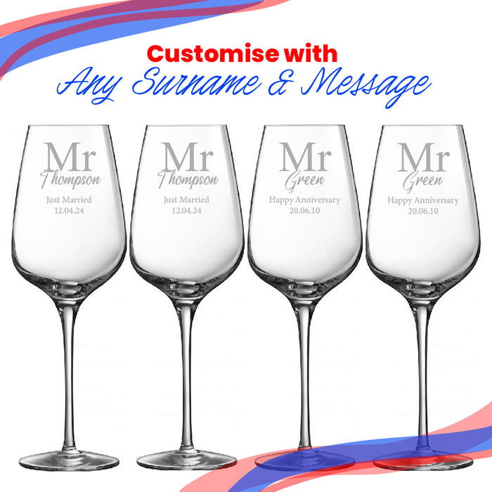 Engraved Mr and Mr Sublym Wine Glasses, 15.8oz/450ml, Classic Font - The Gift Cabin UK