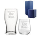 Engraved His and Hers Beer and Stemless Wine Set, The Actual Boss - The Gift Cabin UK