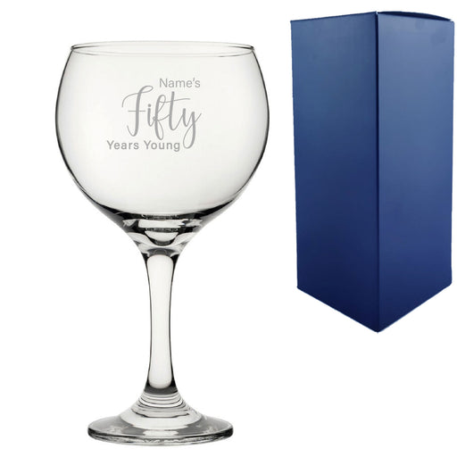 Engraved 50th Birthday Cubata Gin Glass, Years Young Delicate Font - The Gift Cabin UK