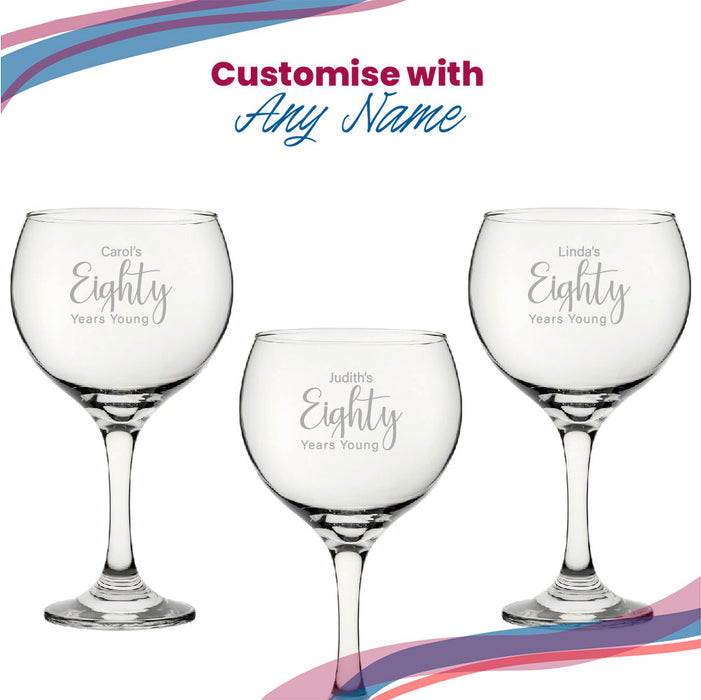 Engraved 80th Birthday Cubata Gin Glass, Years Young Delicate Font - The Gift Cabin UK