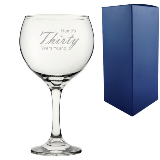 Engraved 30th Birthday Cubata Gin Glass, Years Young Handwritten - The Gift Cabin UK