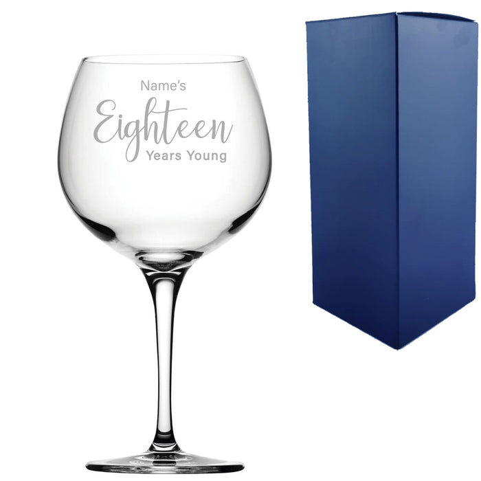 Engraved 18th Birthday Primeur Gin Glass Years Young Delicate Font - The Gift Cabin UK