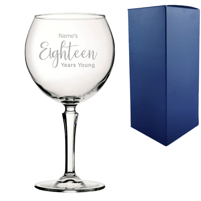 Engraved 18th Birthday Hudson Gin Glass, Years Young Delicate Font - The Gift Cabin UK