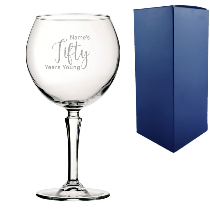 Engraved 50th Birthday Hudson Gin Glass, Years Young Delicate Font - The Gift Cabin UK