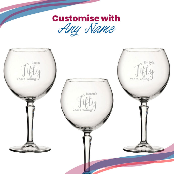 Engraved 50th Birthday Hudson Gin Glass, Years Young Delicate Font - The Gift Cabin UK