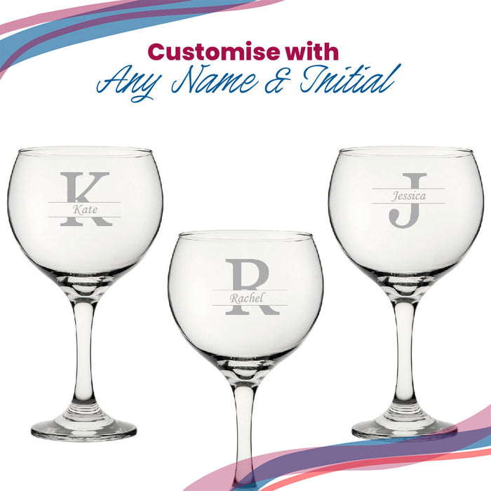 Engraved Cubata Gin Glass, Initial and Name, Classic Font - The Gift Cabin UK