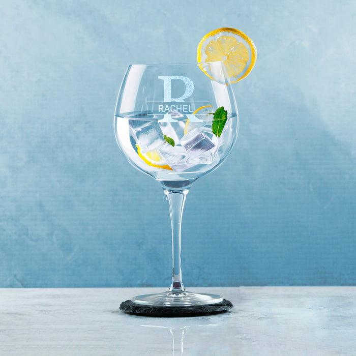 Engraved Primeur Gin Glass, Initial and Name, 680ml, Classic Font - The Gift Cabin UK