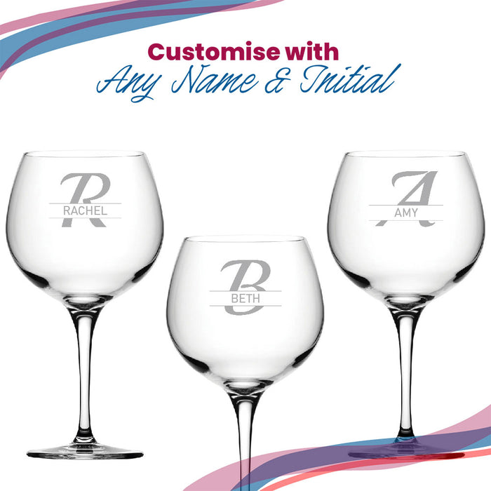 Engraved Primeur Gin Glass, Initial and Name, 680ml, Italic Font - The Gift Cabin UK