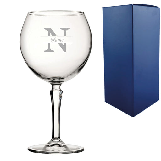 Engraved Hudson Gin Glass, Initial and Name, 650ml, Classic Font - The Gift Cabin UK