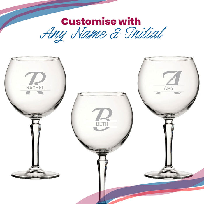 Engraved Hudson Gin Glass, Initial and Name, 650ml, Italic Font - The Gift Cabin UK