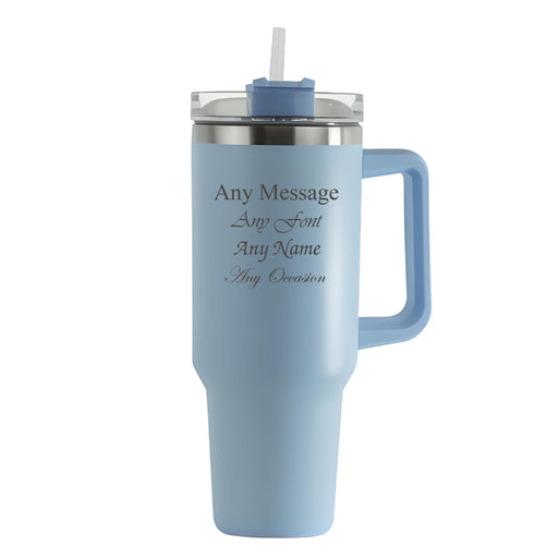 Engraved Extra Large Light Blue Travel Cup 40oz/1135ml, Any Message - The Gift Cabin UK