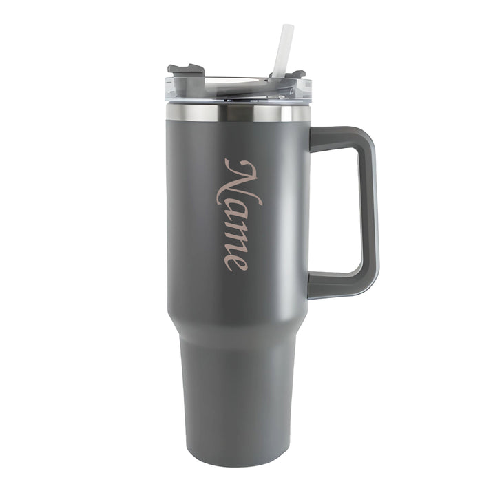 Engraved Extra Large Grey Travel Cup 40oz/1135ml, Any Name - The Gift Cabin UK