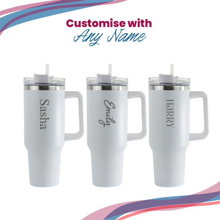 Engraved Extra Large White Travel Cup 40oz/1135ml, Any Name - The Gift Cabin UK