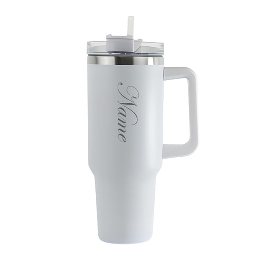 Engraved Extra Large White Travel Cup 40oz/1135ml, Any Name - The Gift Cabin UK