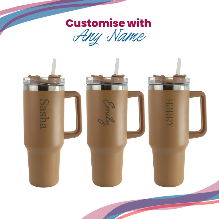 Engraved Extra Large Brown Travel Cup 40oz/1135ml, Any Name - The Gift Cabin UK