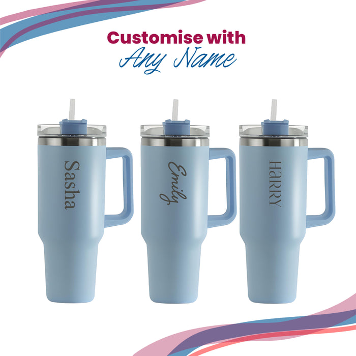 Engraved Extra Large Light Blue Travel Cup 40oz/1135ml, Any Name - The Gift Cabin UK