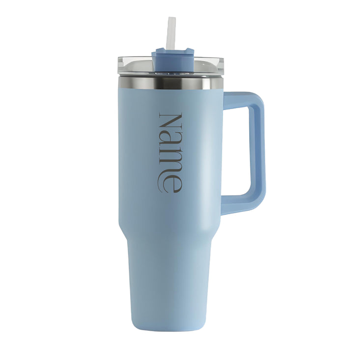 Engraved Extra Large Light Blue Travel Cup 40oz/1135ml, Any Name - The Gift Cabin UK