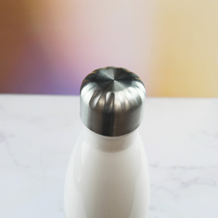 Printed White Thermal Bottle, Any Message, Stainless Steel 350ml/12.3oz - The Gift Cabin UK