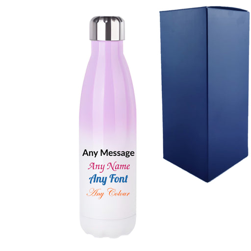 Printed Lilac Gradient Thermal Bottle, Any Message, Stainless Steel 500ml/17oz - The Gift Cabin UK