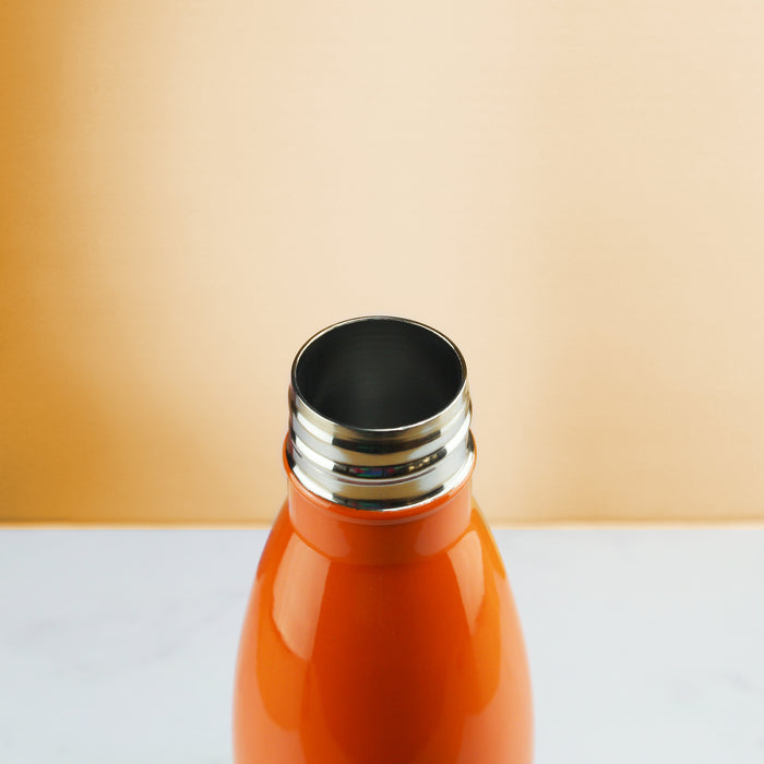 Printed Orange Thermal Bottle, Any Message, Stainless Steel 500ml/17oz - The Gift Cabin UK