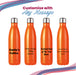 Printed Orange Thermal Bottle, Any Message, Stainless Steel 500ml/17oz - The Gift Cabin UK