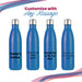 Printed Blue Thermal Bottle, Any Message, Stainless Steel 500ml/17oz - The Gift Cabin UK