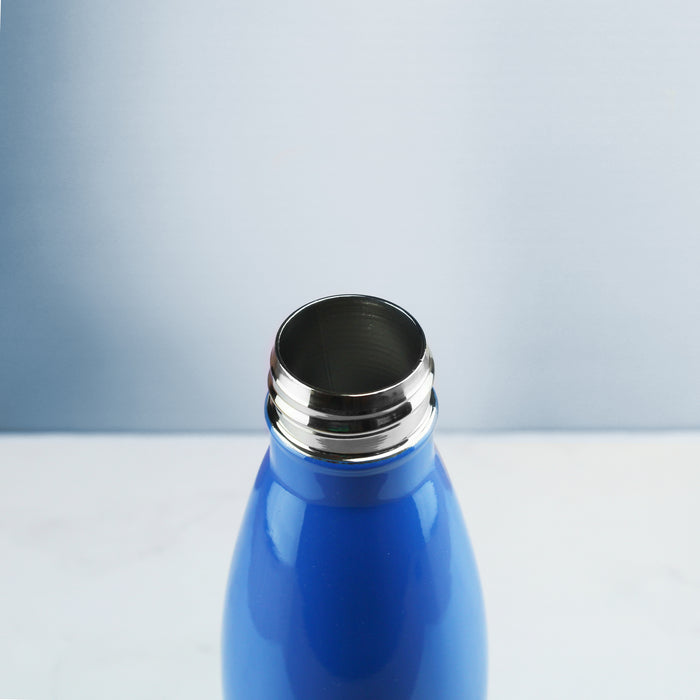 Printed Blue Thermal Bottle, Any Message, Stainless Steel 500ml/17oz - The Gift Cabin UK