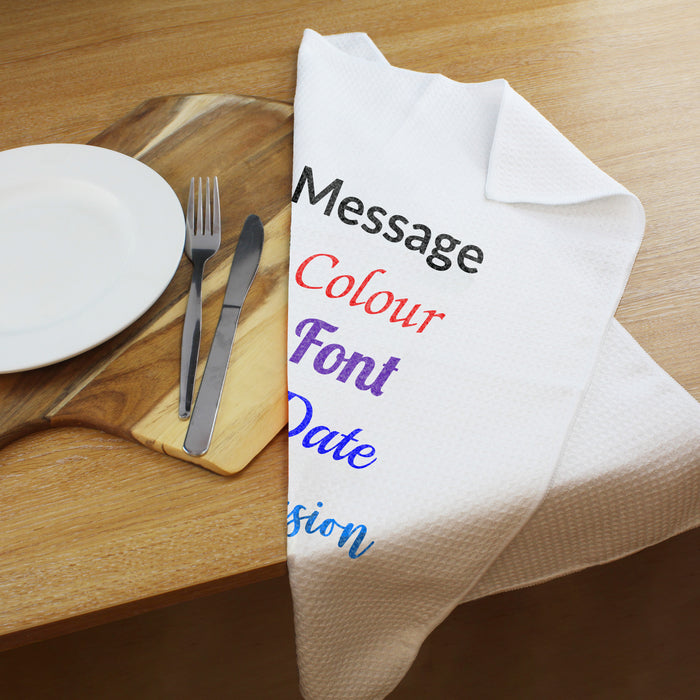 Printed Tea Towel, Any Message,Any Font, Any Colour, Microfibre, 40x60cm - The Gift Cabin UK