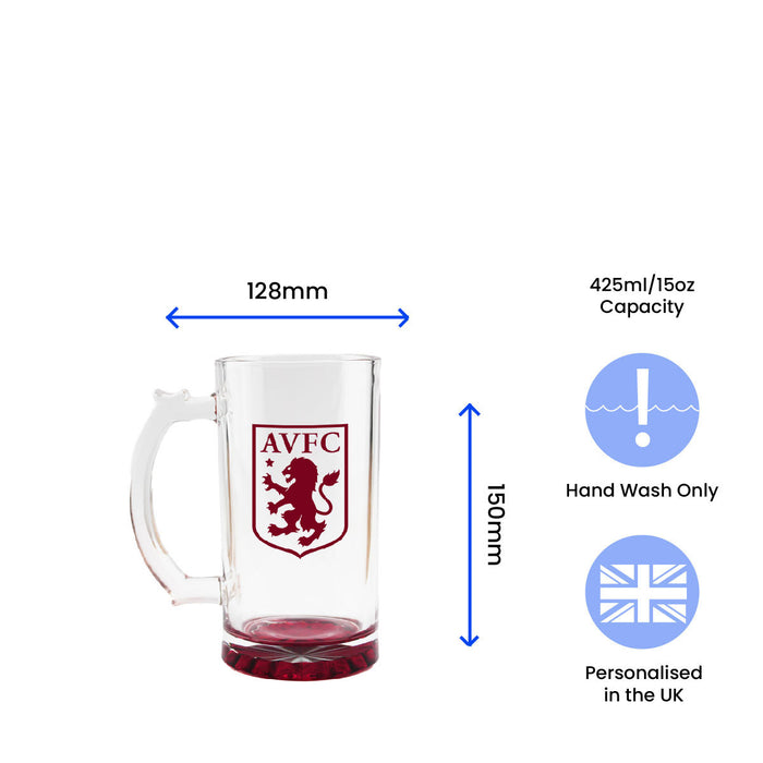 Engraved Official Aston Villa 20oz Beer Mug, Gift Boxed - The Gift Cabin UK