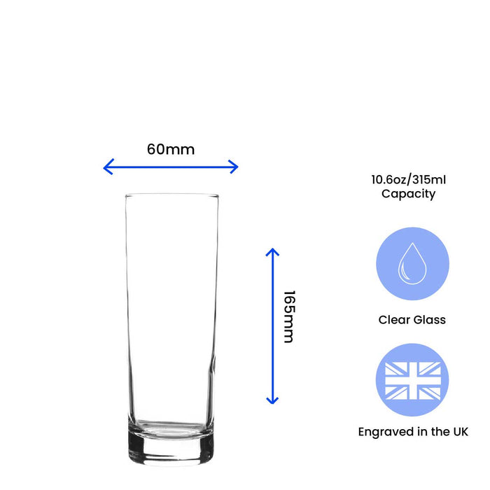 Engraved 315ml Tall Highball Glass with Gift Box - The Gift Cabin UK