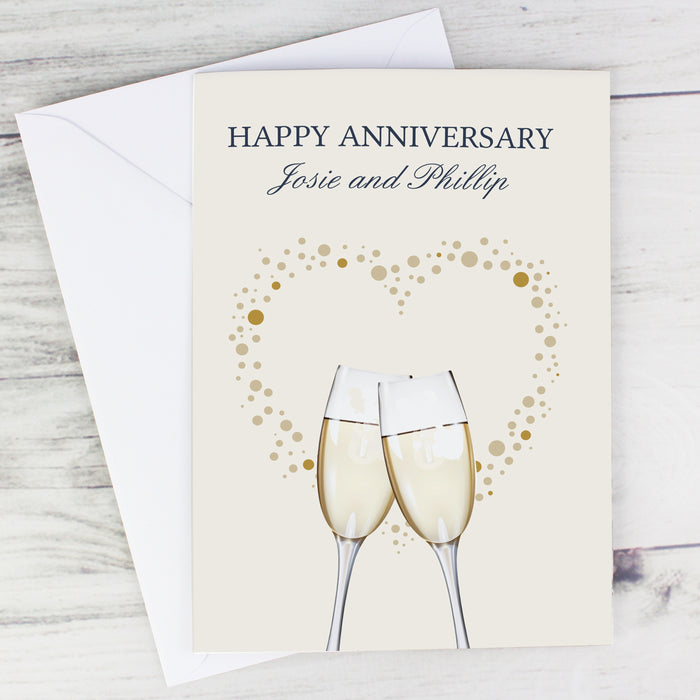 Personalised Gold Champagne Flutes Card - The Gift Cabin UK