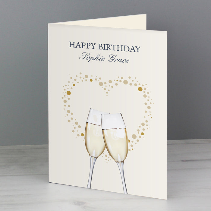 Personalised Gold Champagne Flutes Card - The Gift Cabin UK