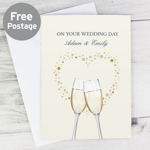 Personalised Gold Champagne Flutes Card - The Gift Cabin UK