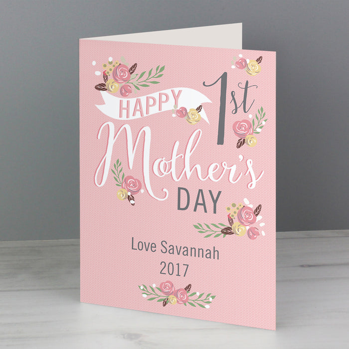 Personalised Floral Bouquet 1st Mother's Day Card - The Gift Cabin UK