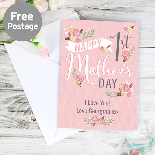 Personalised Floral Bouquet 1st Mother's Day Card - The Gift Cabin UK