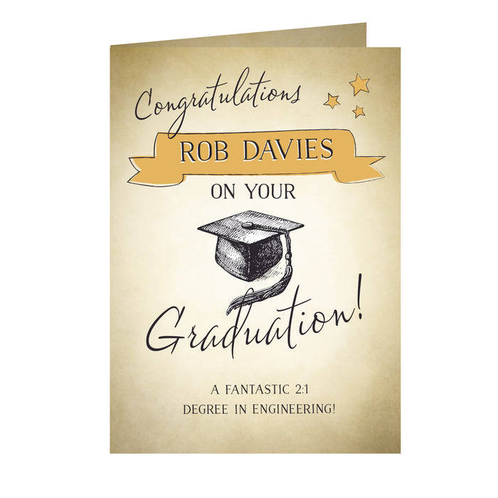 Personalised Gold Star Graduation Card - The Gift Cabin UK