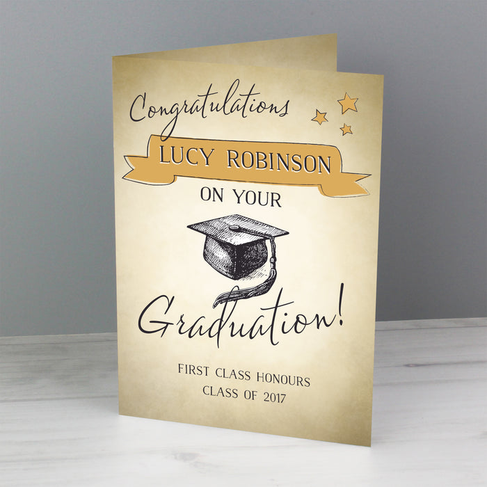 Personalised Gold Star Graduation Card - The Gift Cabin UK