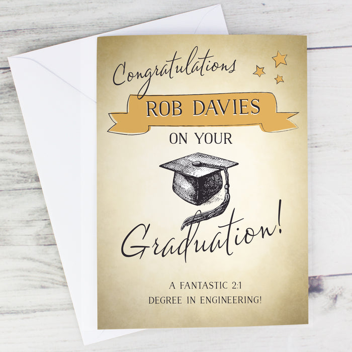 Personalised Gold Star Graduation Card - The Gift Cabin UK