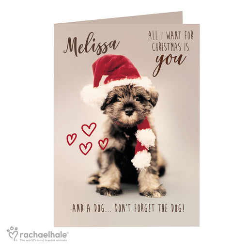 Personalised Rachael Hale 'All I Want For Christmas' Puppy Card - The Gift Cabin UK