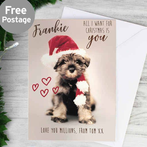 Personalised Rachael Hale 'All I Want For Christmas' Puppy Card - The Gift Cabin UK