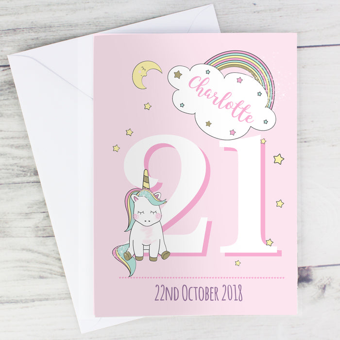 Personalised Baby Unicorn Birthday Age Card - The Gift Cabin UK