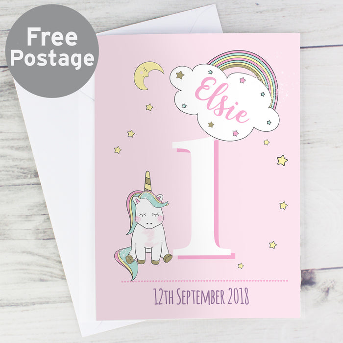 Personalised Baby Unicorn Birthday Age Card - The Gift Cabin UK