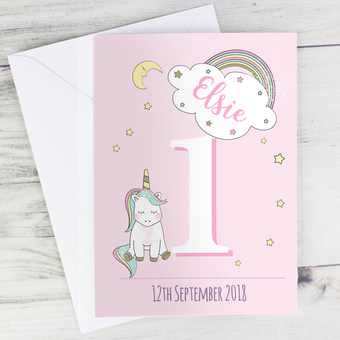 Personalised Baby Unicorn Birthday Age Card - The Gift Cabin UK