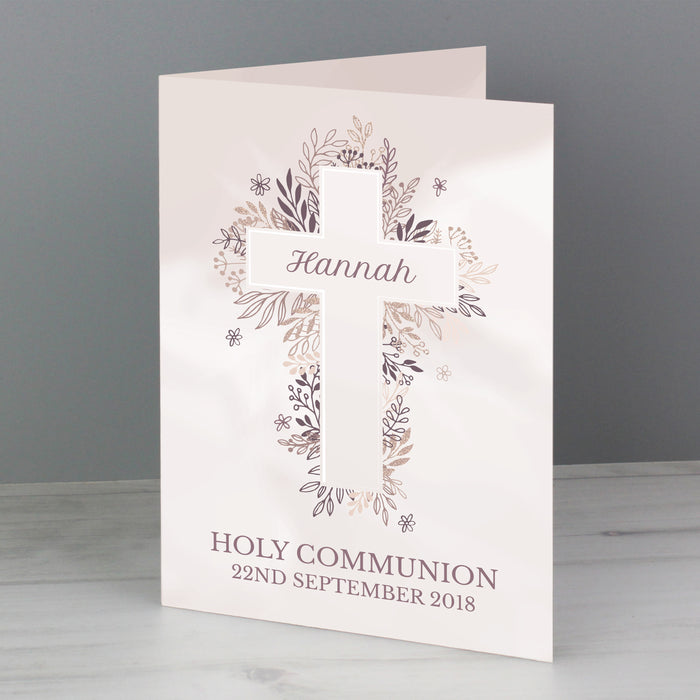 Personalised Floral Cross Card - The Gift Cabin UK