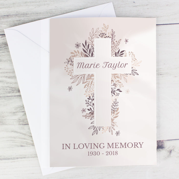 Personalised Floral Cross Card - The Gift Cabin UK