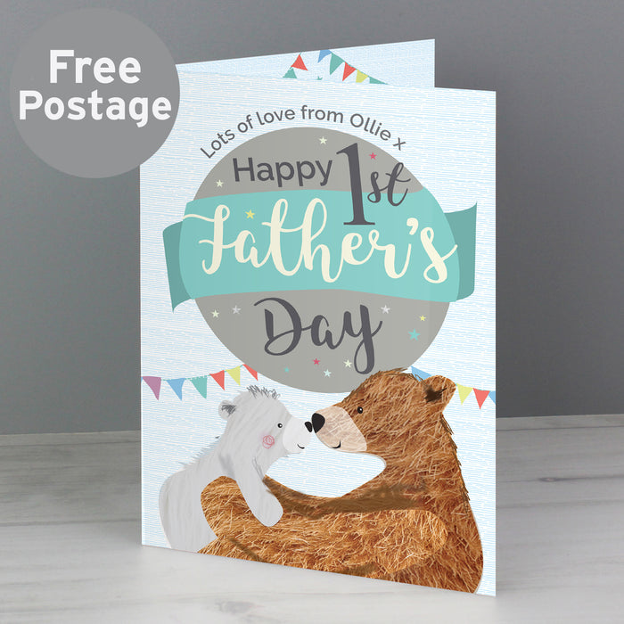 Personalised 1st Father's Day Daddy Bear Card - The Gift Cabin UK