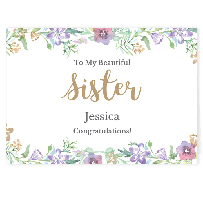 Personalised Gold Floral Watercolour Card - The Gift Cabin UK