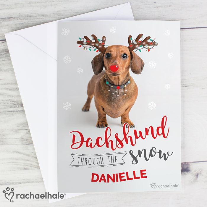 Personalised Rachael Hale Christmas Dachshund Through the Snow Card - The Gift Cabin UK