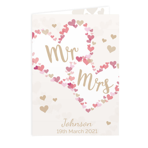 Personalised Mr & Mrs Confetti Hearts Wedding Card - The Gift Cabin UK